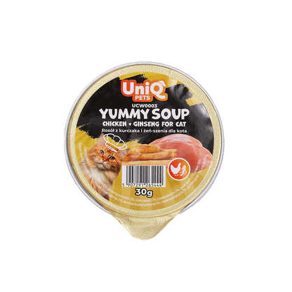 UniQ Pets Yummy Soup Chicken & Ginseng - супа за котки с пилешко и женшен, 30gr