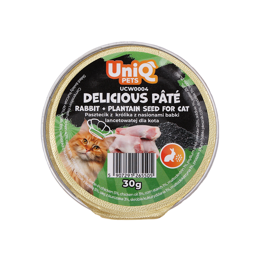 UniQ Delicious Pate rabbit & psyllium - фин пастет със заешко и псилиум, 30gr