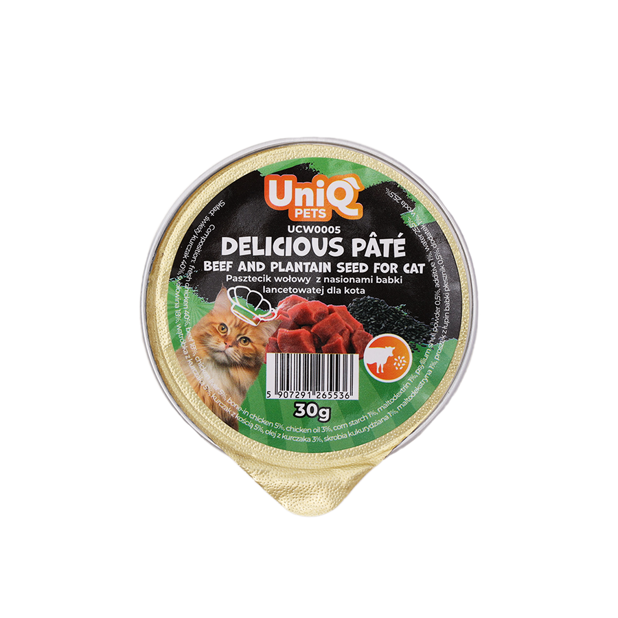 UniQ Delicious Pate beef & psyllium - фин пастет с говеждо и псилиум, 30gr