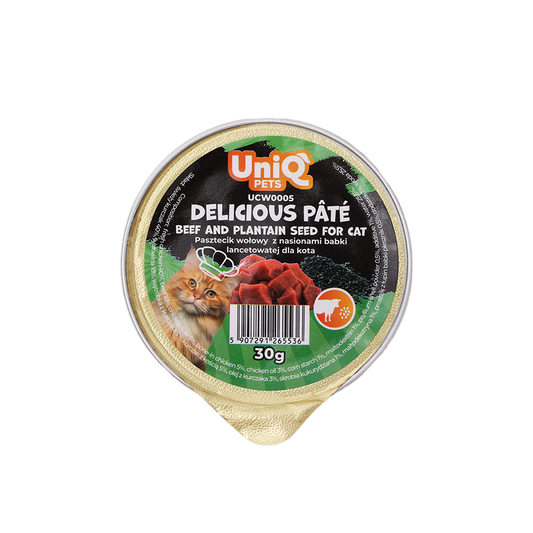 UniQ Delicious Pate beef & psyllium - фин пастет с говеждо и псилиум, 30gr