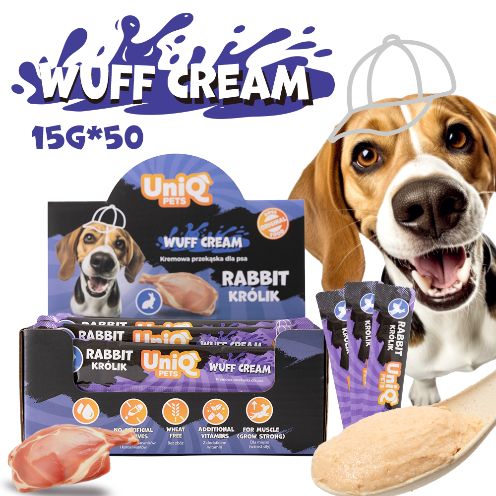UniQ Pets Dog Snacks Wuffcream Rabbit Кремообразно лакомство за кучета със заешко, 1 брой