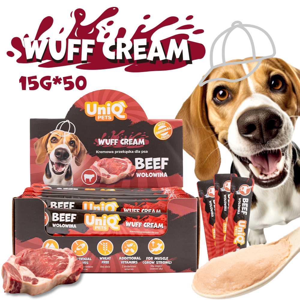 UniQ Pets Dog Snacks Wuffcream Rabbit Кремообразно лакомство за кучета с говеждо, 1 брой