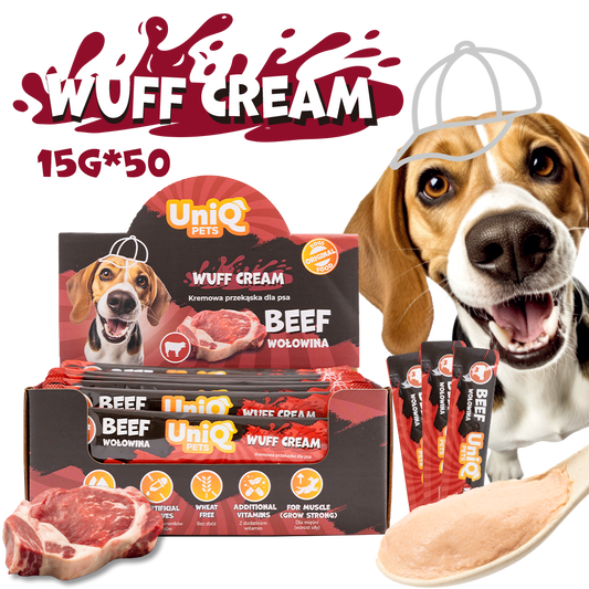 UniQ Pets Dog Snacks Wuffcream Rabbit Кремообразно лакомство за кучета с говеждо, 1 брой