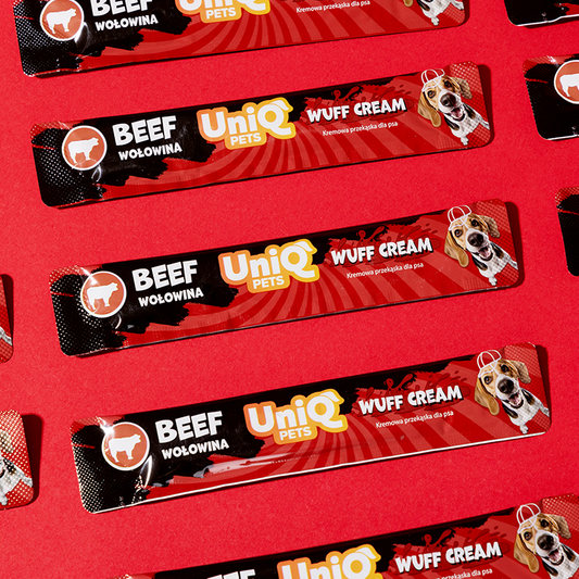 UniQ Pets Dog Snacks Wuffcream Rabbit Кремообразно лакомство за кучета с говеждо, 1 брой