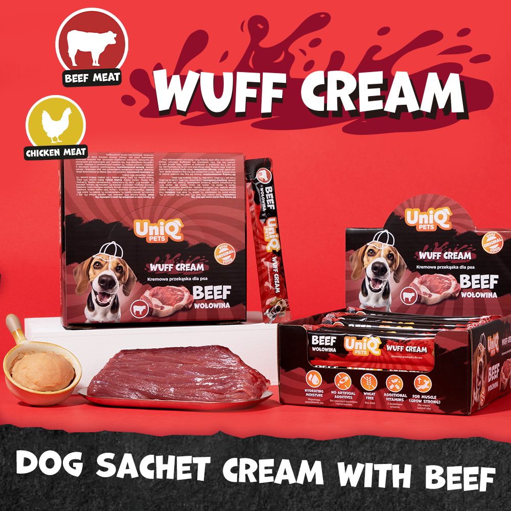 UniQ Pets Dog Snacks Wuffcream Rabbit Кремообразно лакомство за кучета с говеждо, 1 брой