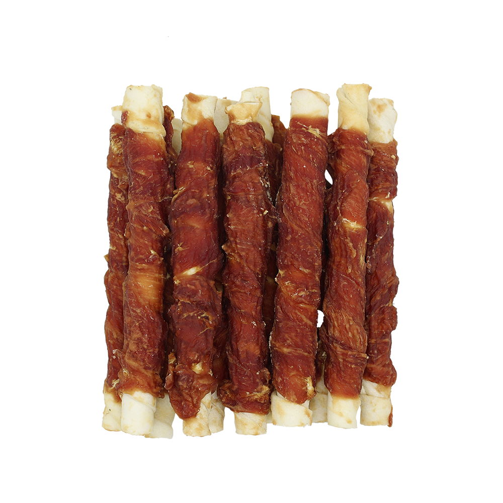 UniQ Pets Dog Snacks duck wraps rawhide sticks - Патешко филе увито на пръчка от сурова кожа 17cm, 500gr