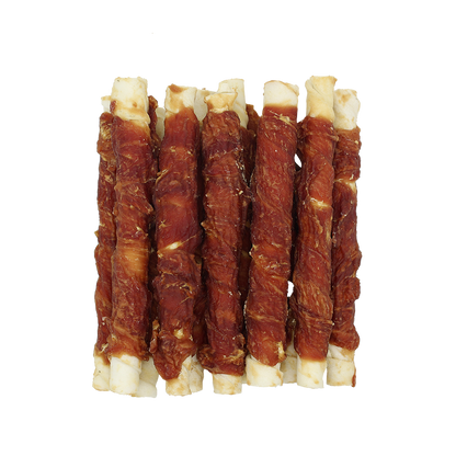 UniQ Pets Dog Snacks duck wraps rawhide sticks - Патешко филе увито на пръчка от сурова кожа 17cm, 500gr