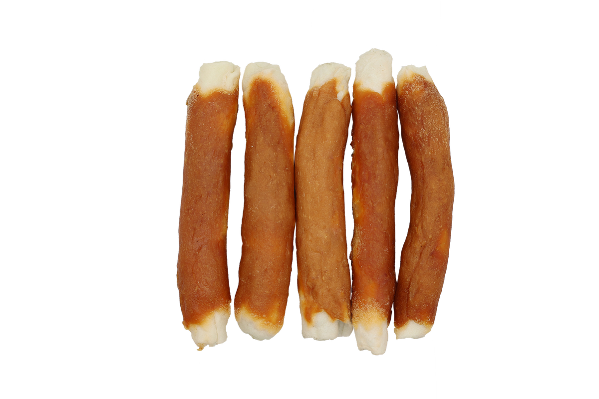 UniQ Pets Dog Snacks chicken meat on thick rawhide sticks 20cm - Дебела rawhide сърцевина с пилешко покритие 500gr