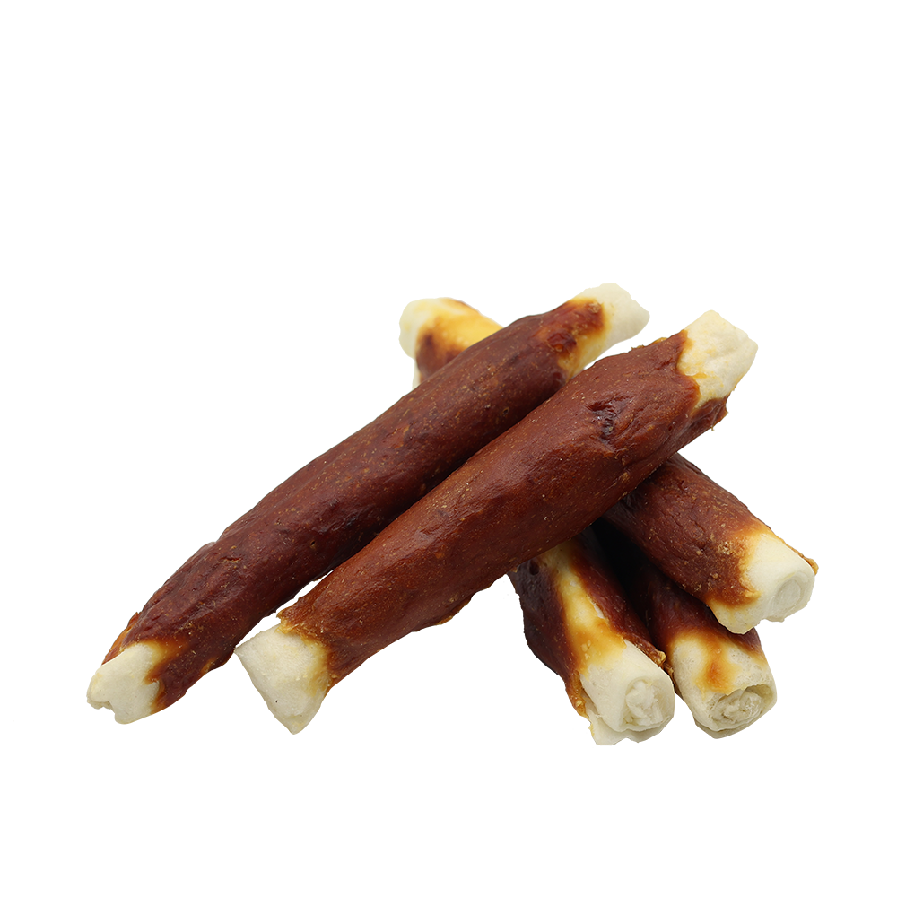 Uniq Pets Dog Snacks Rawhide Duck Meat on Thick Rawhide Sticks дебели дъвчащи стикове с патешко, 20 см, 500 г