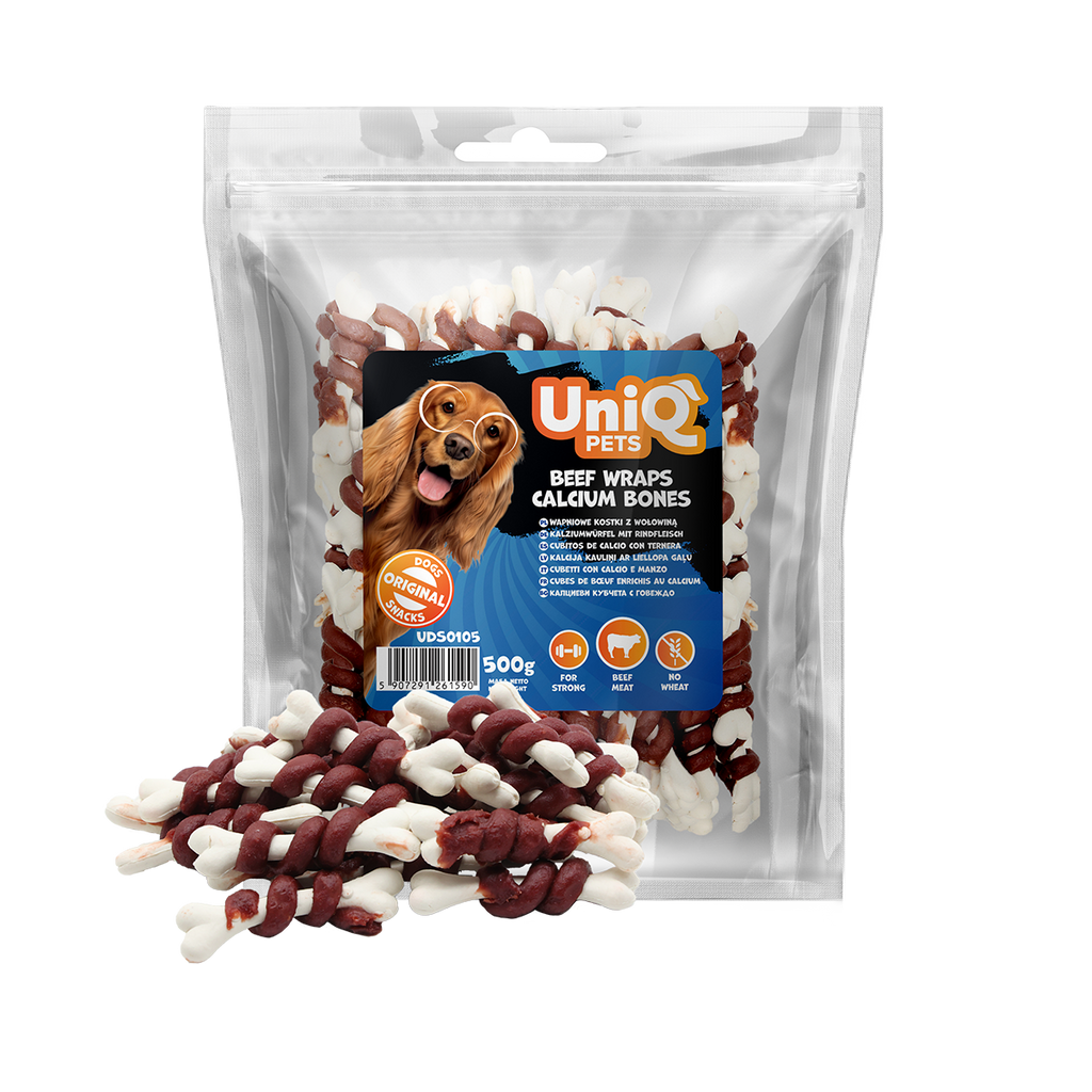 Uniq Pets Beef Wraps Calcium Bone Dog Treats, 500 g