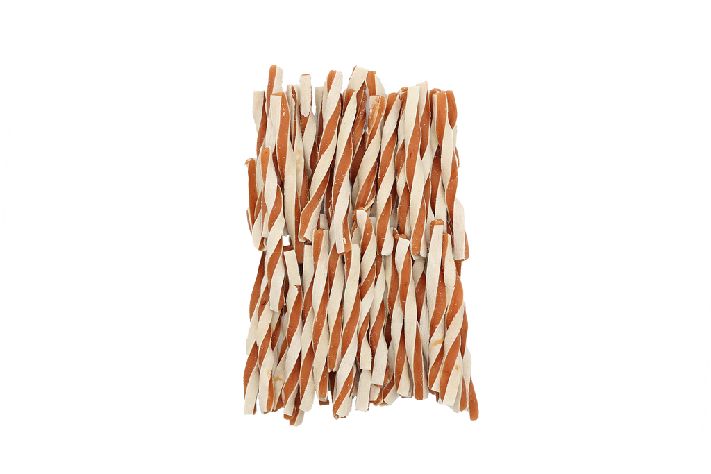 Uniq Pets Meaty Chicken & Pollock Sandwich Twists Dog Chews, 500 g