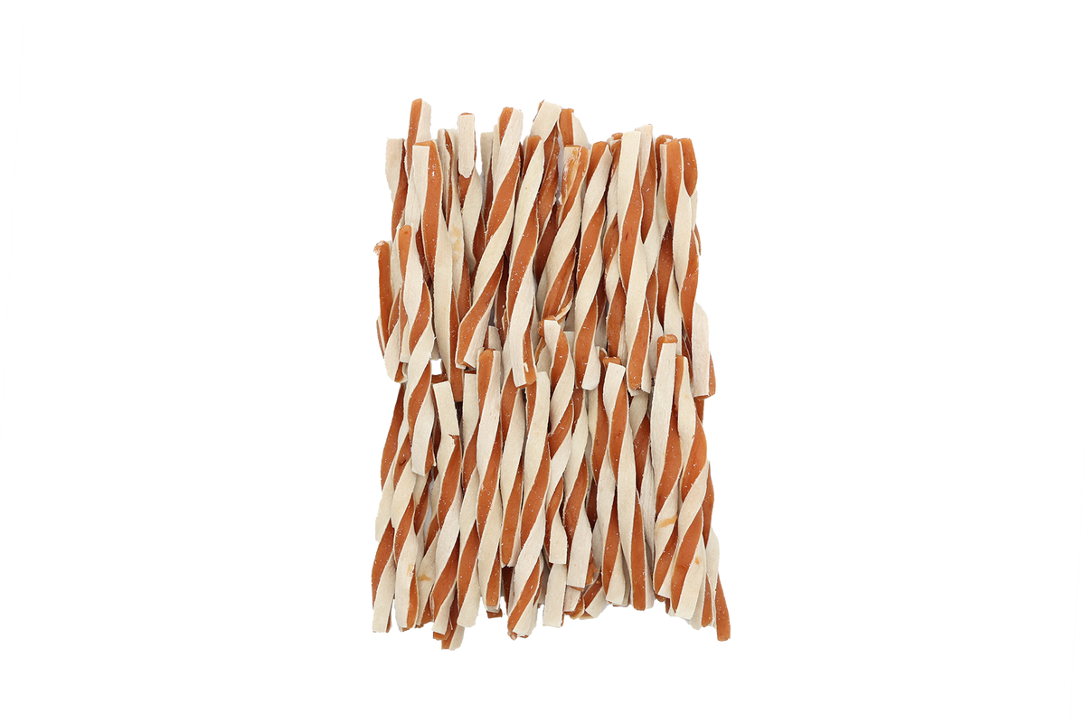Uniq Pets Meaty Chicken Pollock Sandwich Twists дъвчащи лакомства за кучета с пилешко и сайда, 500 г