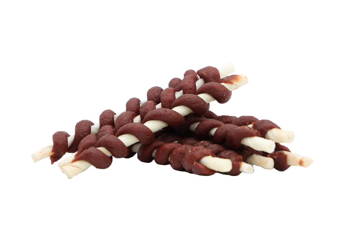 Uniq Pets Dog Snacks Rawhide Beef Wraps Rawhide Sticks – дъвчащи лакомства за кучета с говеждо и говежда кожа, 500 г