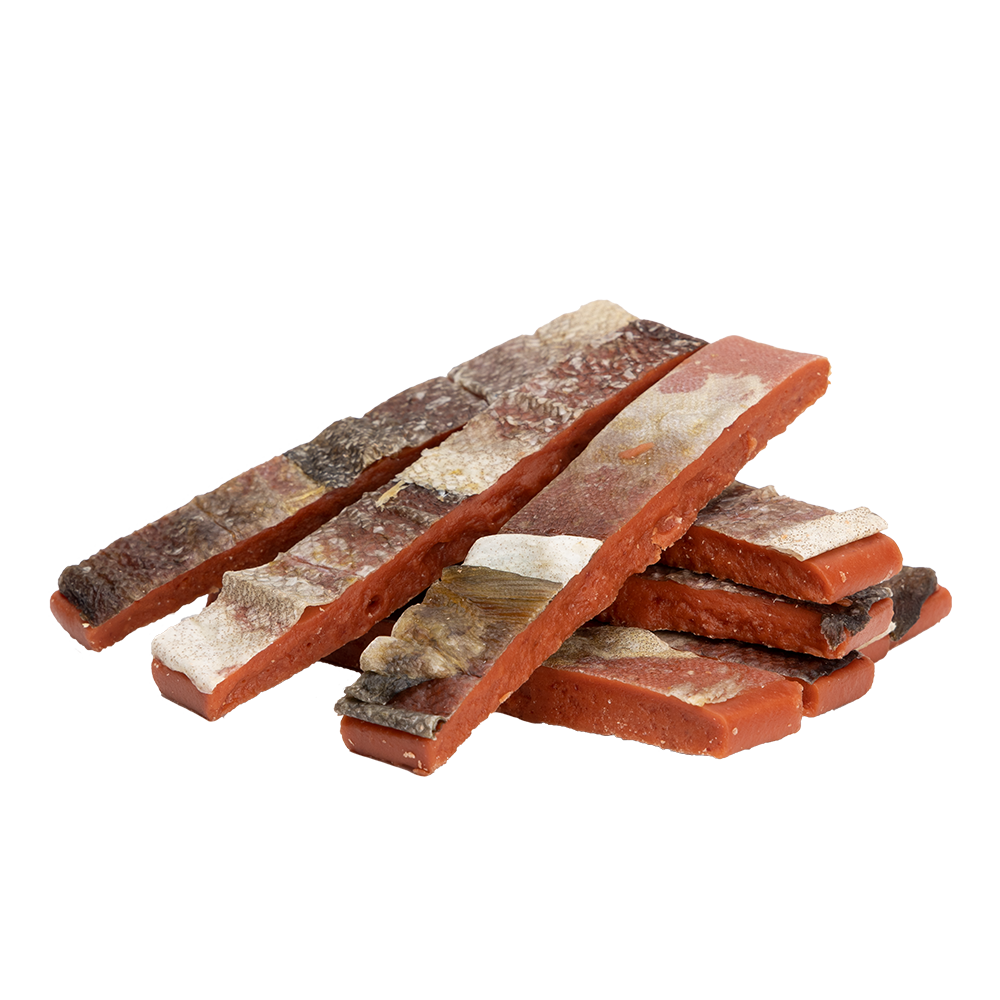 Uniq Pets Meaty Duck & Fish Skin Strips – лакомства за кучета с патешко и кожа от треска, 500 г
