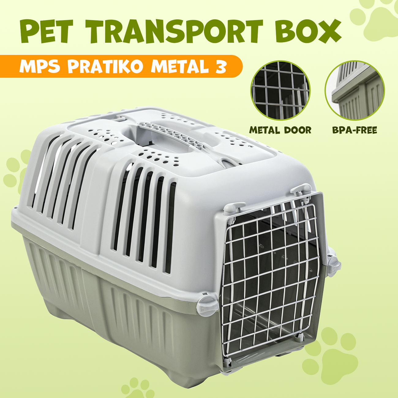MPS Pratiko 3 Metal – пластмасова транспортна чанта за кучета и котки до 15 кг, 60 × 40 × 39 см