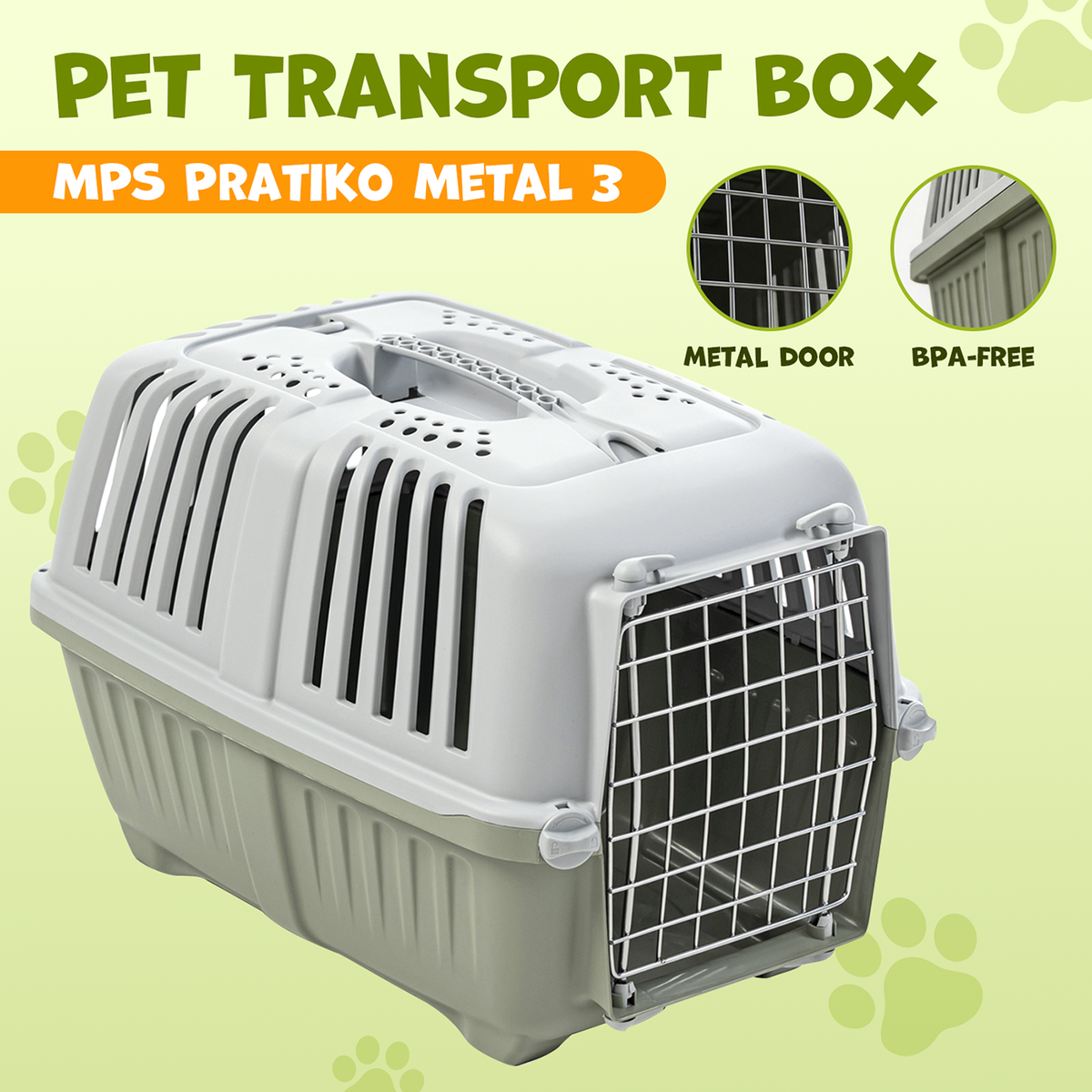 MPS Pratiko 3 Metal – пластмасова транспортна чанта за кучета и котки до 15 кг, 60 × 40 × 39 см