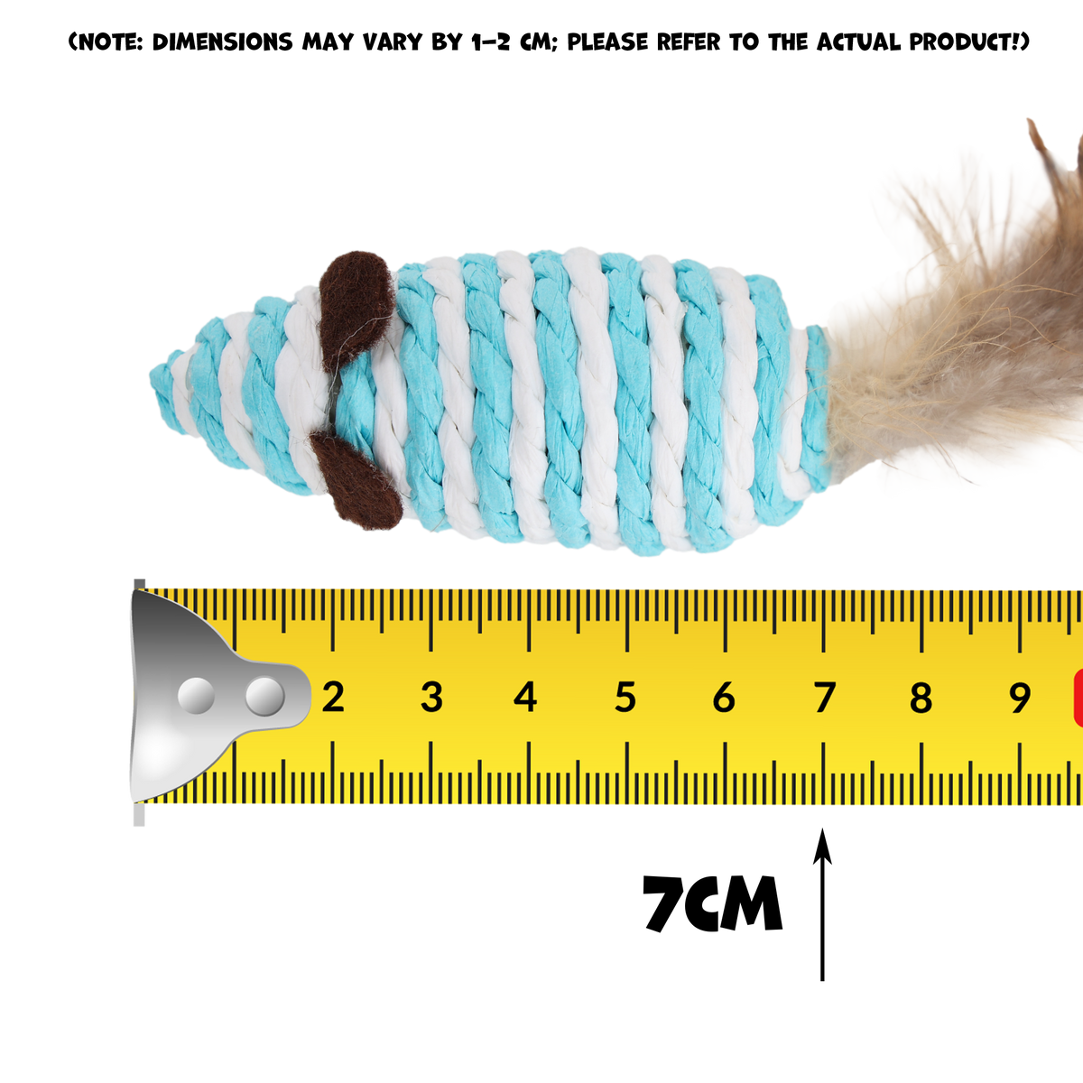 Uniq Pets Mousehunt Mouse with Feather – играчка мишка за котка от сизал с перо, 7 см