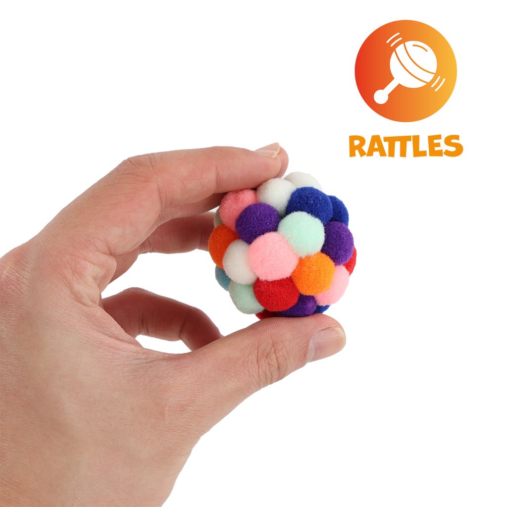 Uniq Pets Puffies Plush Bubble Ball Cat Toy with Bell, 4.5 cm