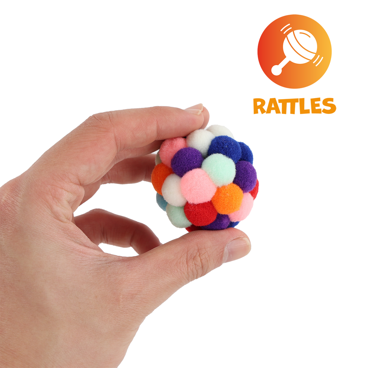 Uniq Pets Puffies Plush Bubble Ball – плюшена топка за котка със звънче, 4,5 см