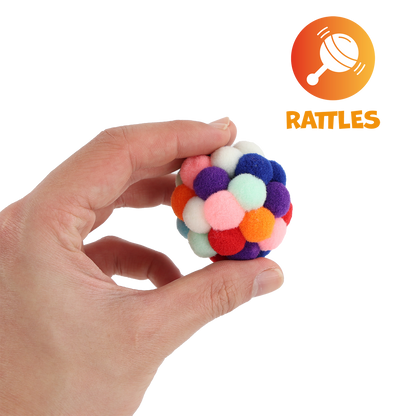 Uniq Pets Puffies Plush Bubble Ball – плюшена топка за котка със звънче, 4,5 см