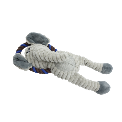 Uniq Pets Ropy Elephant – плюшена играчка за куче с въжен ринг и пищялка, 31 см