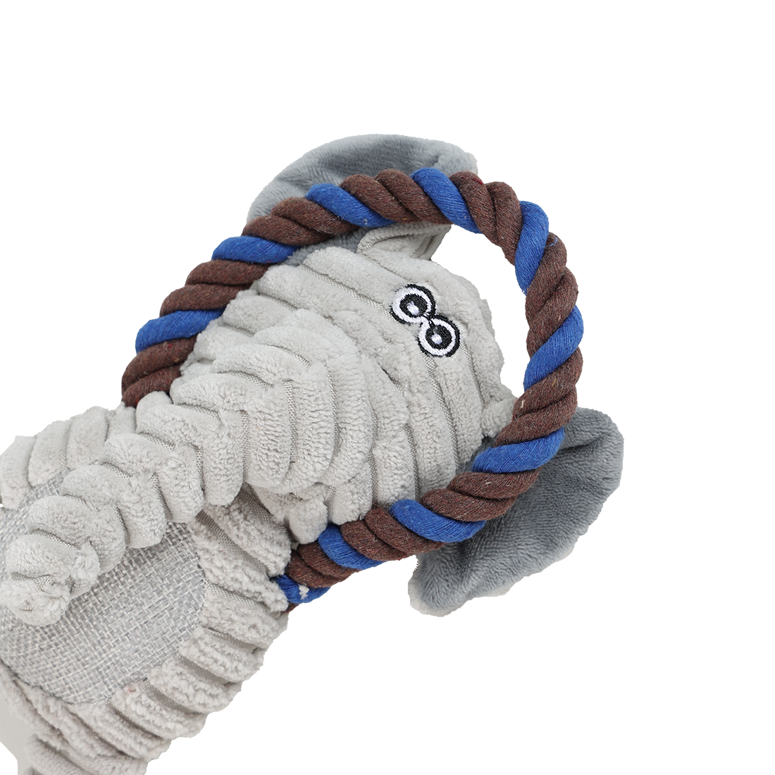 Uniq Pets Ropy Elephant – плюшена играчка за куче с въжен ринг и пищялка, 31 см