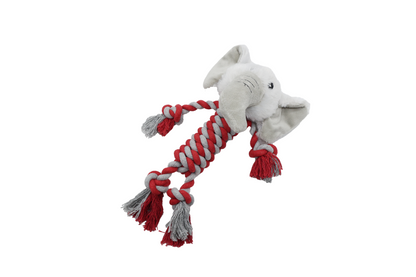Uniq Pets Ropy Elephant – плюшена играчка за куче с въжета и пищялка, 28 см