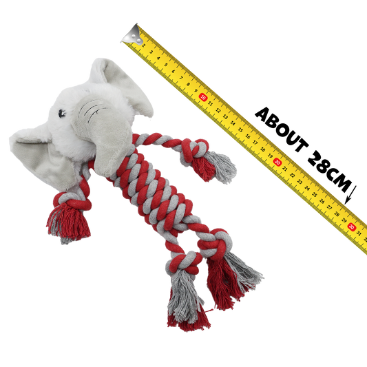 Uniq Pets Ropy Elephant – плюшена играчка за куче с въжета и пищялка, 28 см