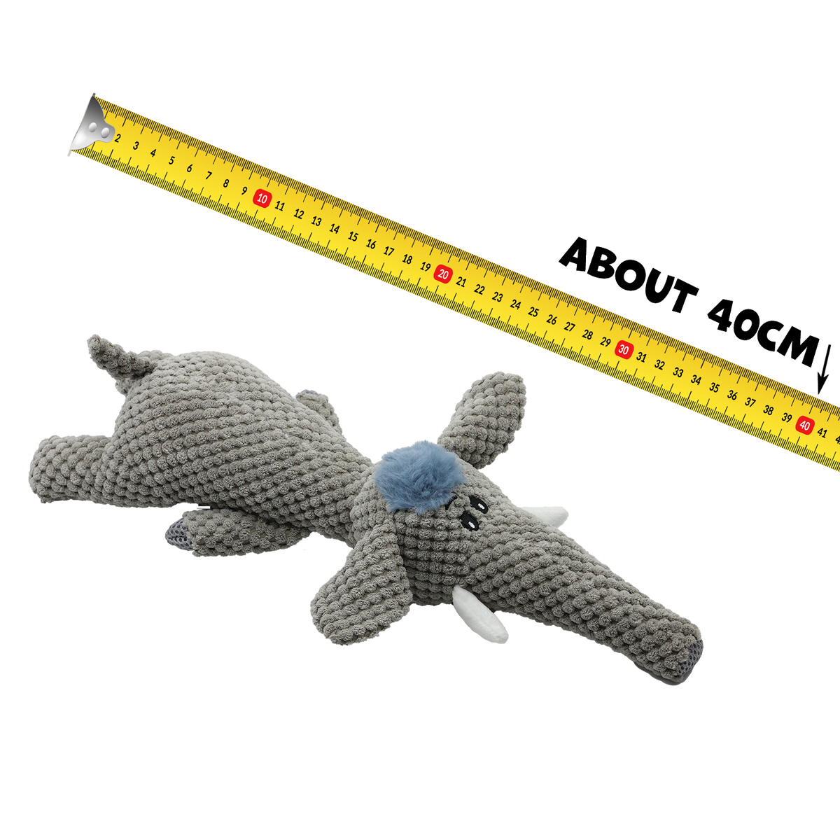 Uniq Pets Squeakies Elephant Tug Toy – плюшена играчка за дърпане за куче с пищялка, 40 см