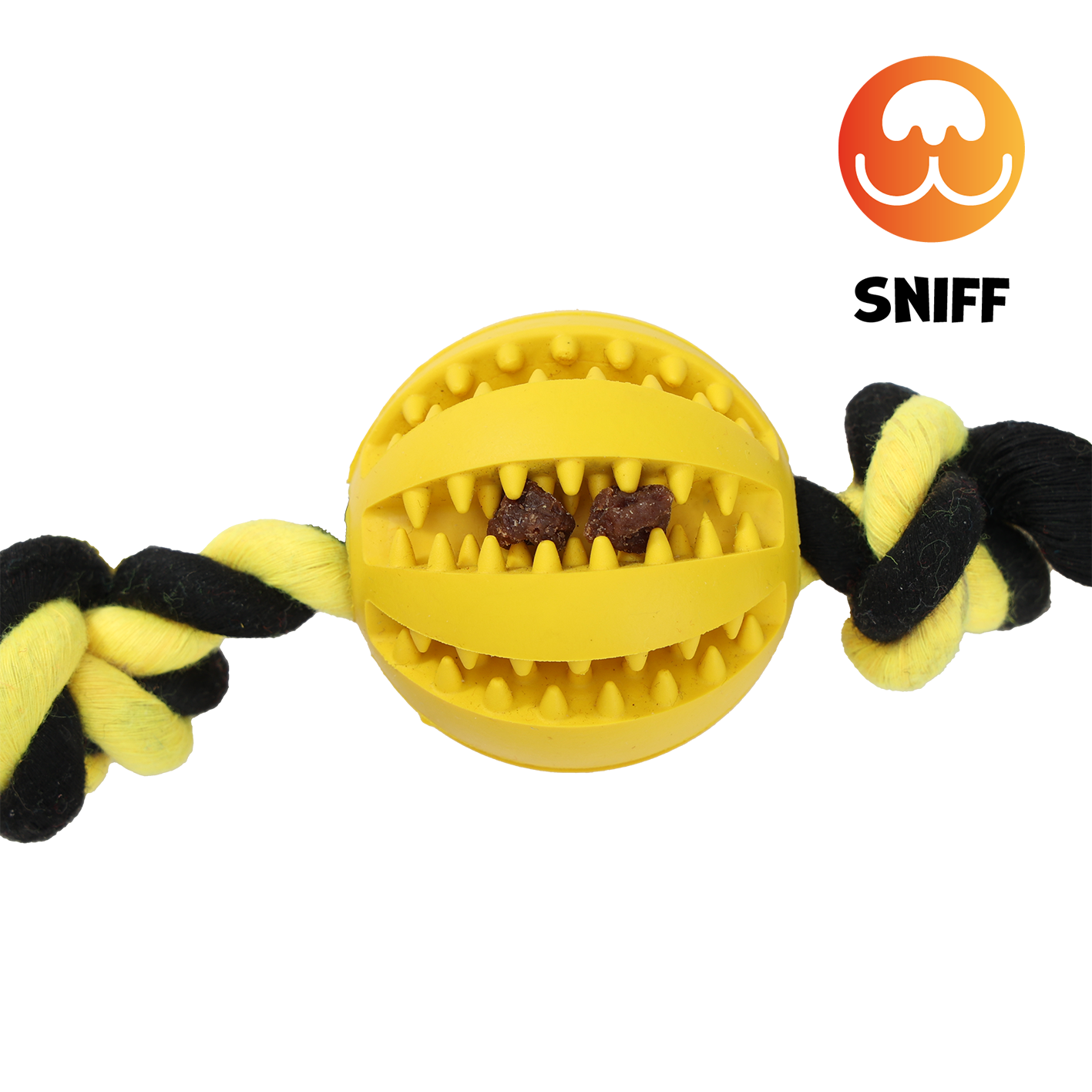Uniq Pets Ropy – жълта дентална топка за куче с въже и аромат на мента, 40 см