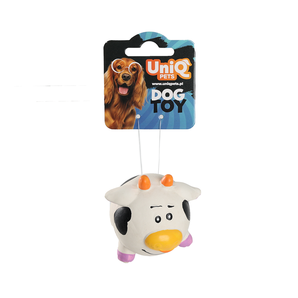Uniq Pets Squeakies Latex Cow Ball Dog Toy, 6 cm