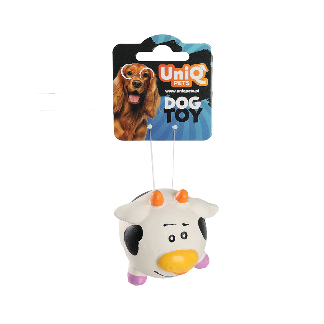 Uniq Pets Squeakies Cow Ball – латексова топка крава за куче с пищялка, 6 см