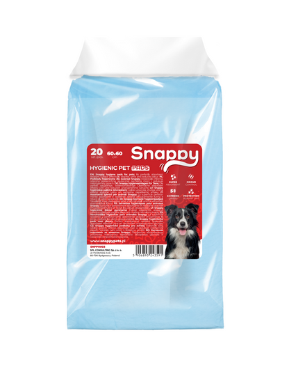 Snappy Hygienic Pet Pads сини хигиенни подложки за домашни любимци, 60 x 60 cm, 20 броя