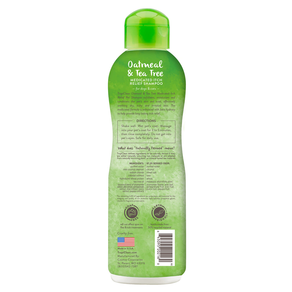 TropiClean Medicated Anti Itch Oatmeal and Tea Tree Shampoo 355ml