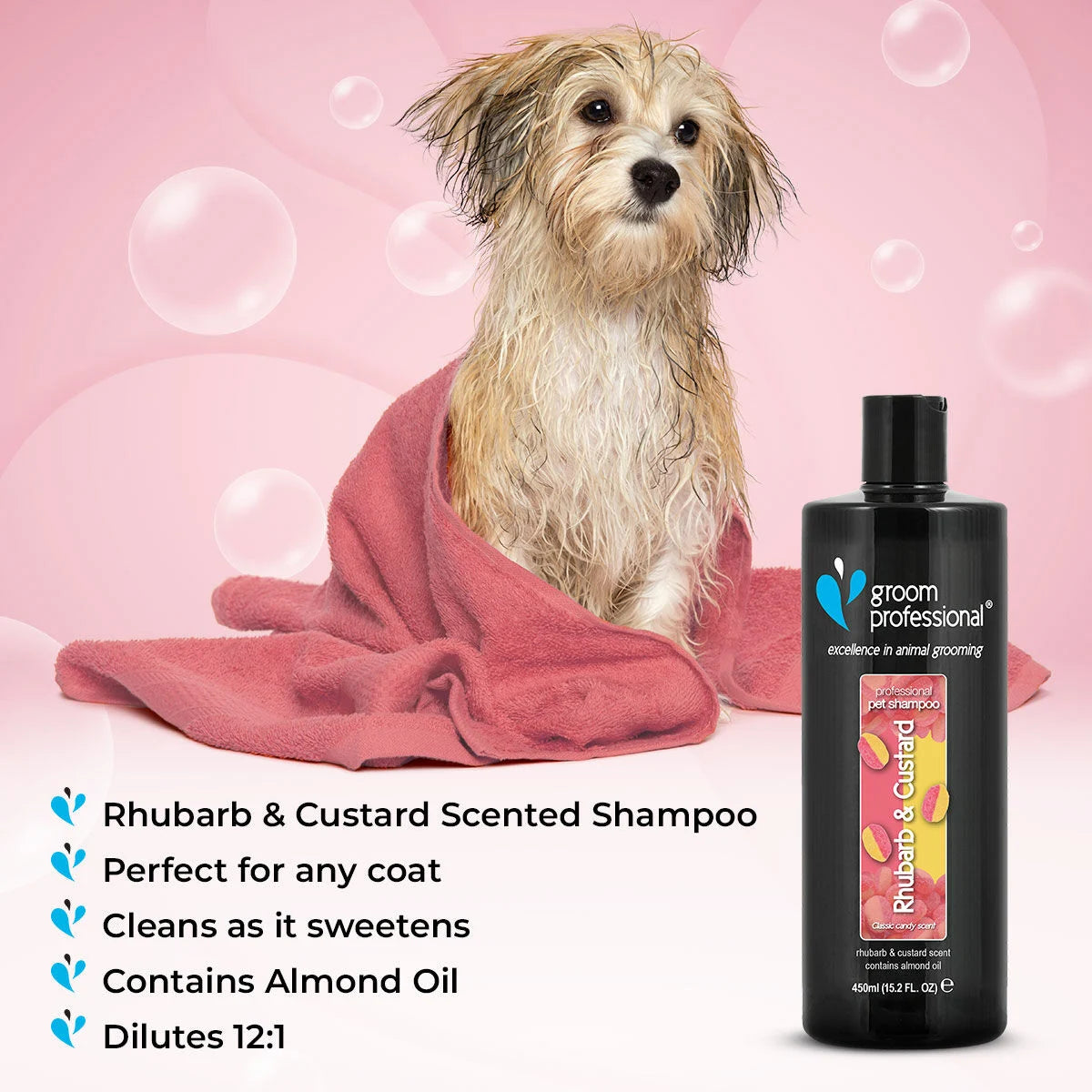 Groom Professional Rhubarb & Custard Shampoo 450ml шампоан с ревен и яйчен крем концентрат 12:1