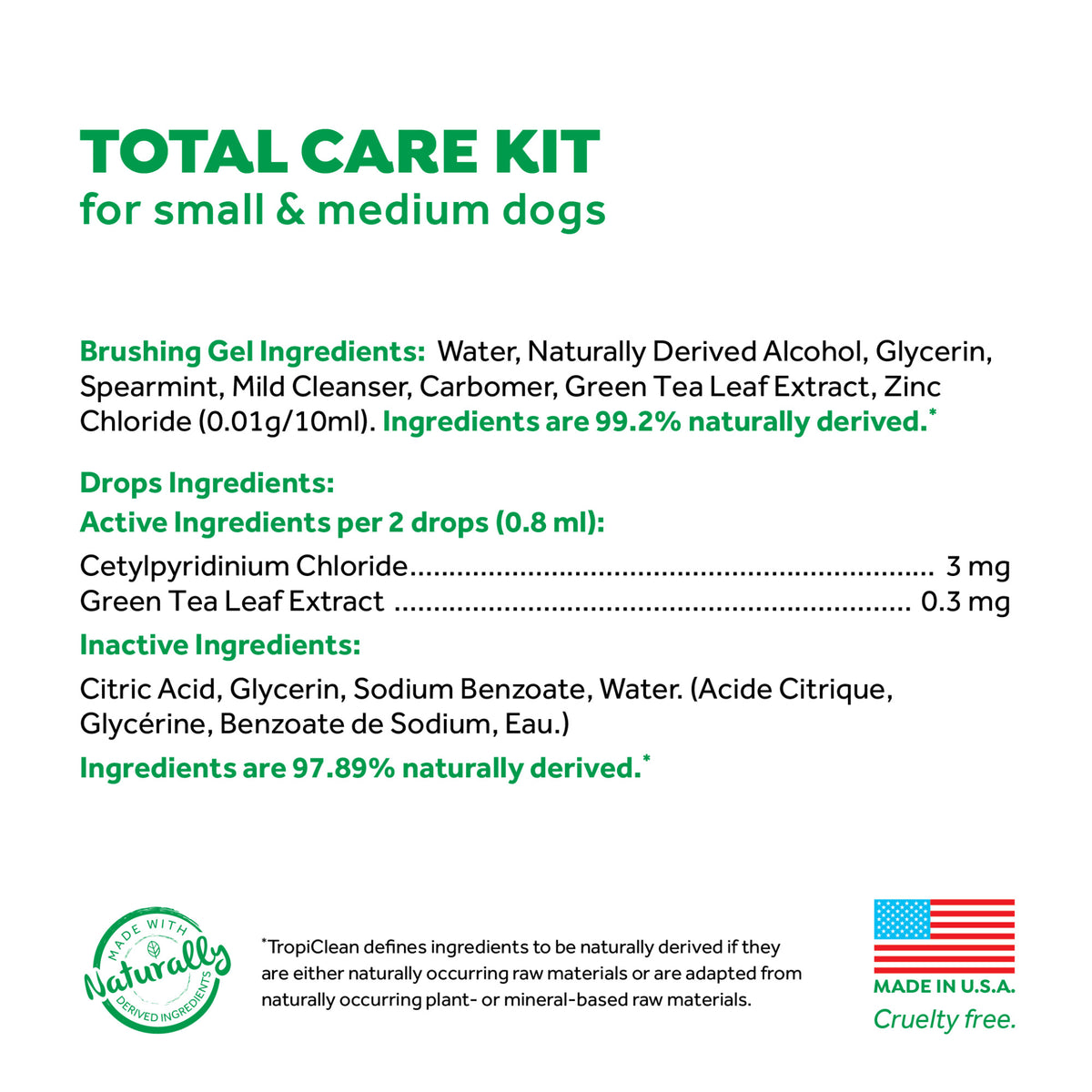 TropiClean Fresh Breath Plaque and Tartar Dental Kit (S/M)