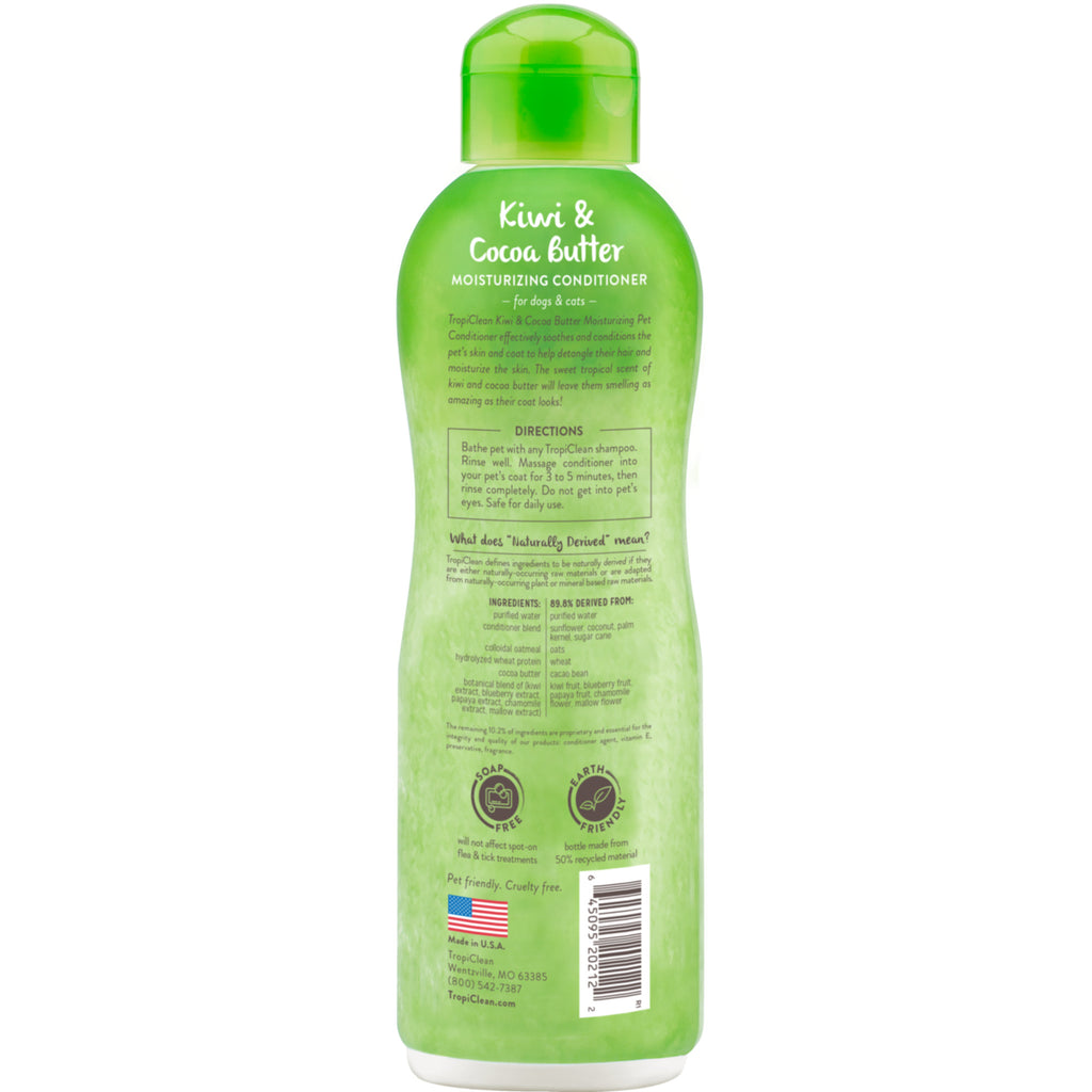 TropiClean Kiwi & Cocoa Butter Moisturising Pet Conditioner 355ml